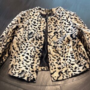 Express Leopard Print Teddy Jacket size small